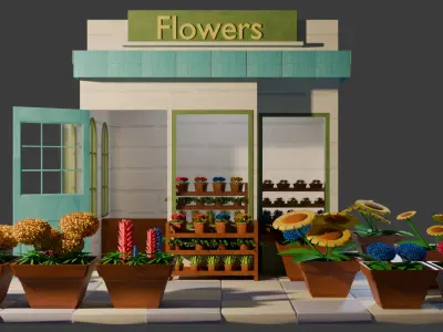 Flower Shop Low-poly 3D model