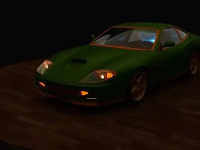 Chinese green  vintage car  intage classic car Low-poly 3D model