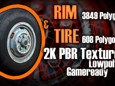 Awesome Rim and Tire 13 Low-poly 3D model