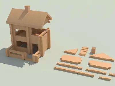 Asset parts for wooden house Free 3D model