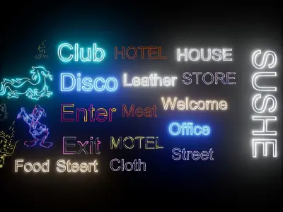 Neon Signs Pack Low-poly 3D model