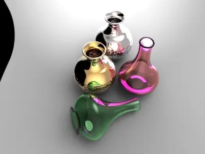 Pottery 2 three colorful glass vases Free 3D model