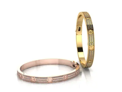 Love C Bracelet Pave 19cm 3D print model