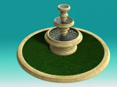 Fountain with grass on top Free 3D model