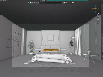 Serenity Morning  Minimalist Bedroom Interior 3D model