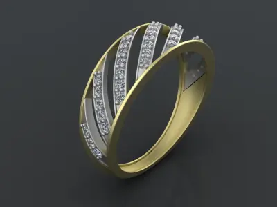 Womens diamond track ring for CNC or 3D print model 3D print model