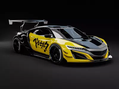 Acura NSX GT3 white body kit Low-poly 3D model