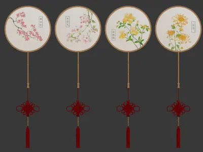 Chinese fan Low-poly 3D model