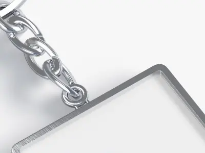 White Square Keychain - key tag holder Low-poly 3D model