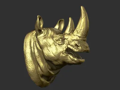 Rhinoceros angry head 3D print model