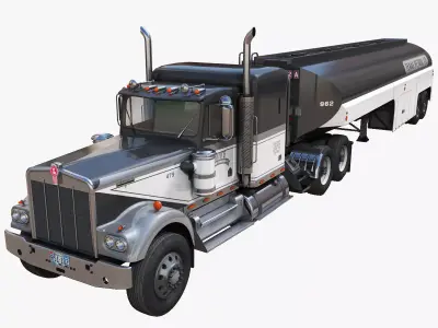 Kenworth W900A tanker Low-poly 3D model