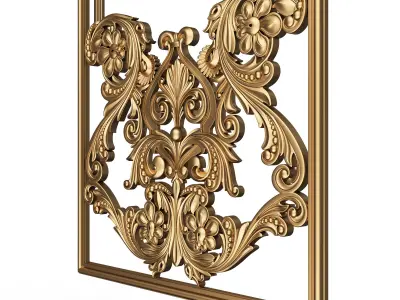 Collection of Boiserie Decoration Panels Low-poly 3D model