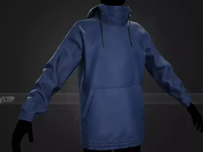 Blue Snowboard Hoodie Style 2 Low-poly 3D model