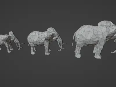 Gold Elephant Statue Low-poly 3D model