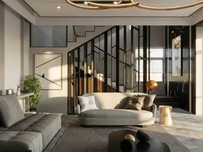 Modern Villa Living room 3D model