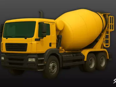 Concrete Mixer Truck Low-poly 3D model