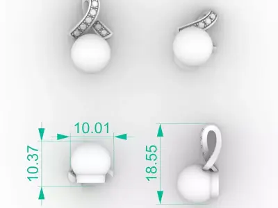 Elegant Pearl Ribbon Pendant Necklace 3D print model