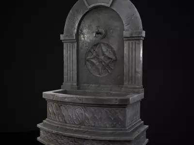 Gothic Wall Water Fountain Low-poly 3D model