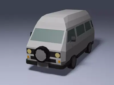 Low-Poly VW Transporter T3 Bus 3D model Low-poly 3D model