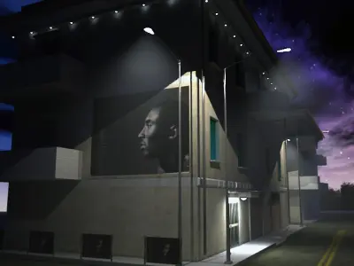 Building apartment at night 3D model