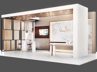 Exhibition-kiosk exhibition booth with walls and marble floors Low-poly 3D model