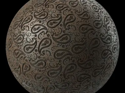 Metal Materials 15- Ornament Metal panels Pbr 4k Seamless Sbsar Low-poly 3D model