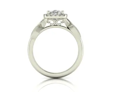 Cushion Shape unique engagement ring 3D print model