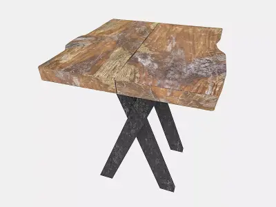 natural wood bistro table Low-poly 3D model