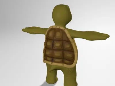Cartoon turtle character Low-poly 3D model