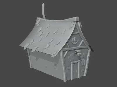 Low Poly Cottage house Free low-poly 3D model