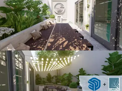 landscape Design 02 - SKP and LUMION 3D model