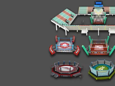 Cartoon Boxing Arena Low-poly 3D model