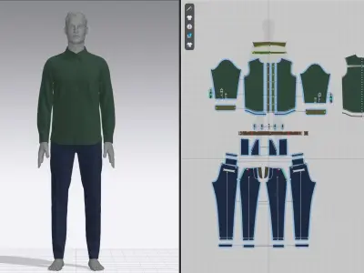 Mens Shirt And Pants  3D model