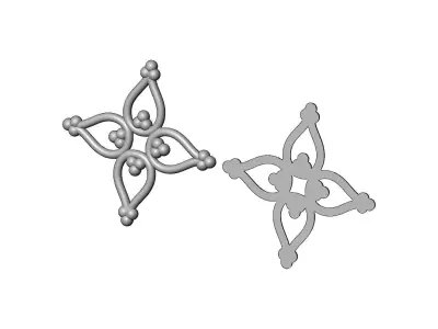 4 motif flower rosette bead crown onlay relief 3D print model