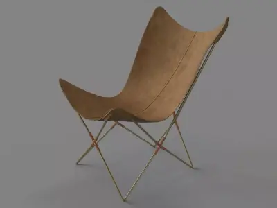Belgrano Tan Suede Butterfly Chair 3D model