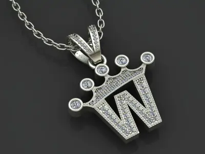 W letter pendant 3D print model