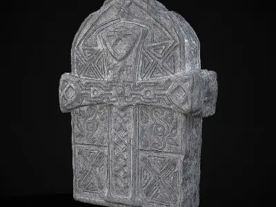 Knotted Engraved Cross Standard Gravestone 3D print model