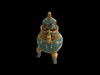 Chinese Cloisonne Enamel Tripod Censer 3D model