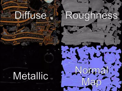 Ornate Bronze Medallion model pack Low-poly 3D model