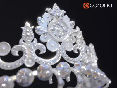 Tiara crown with diamonds 3D model