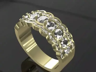 Classic Multi Stone Diamond Ring 3D print model purchase