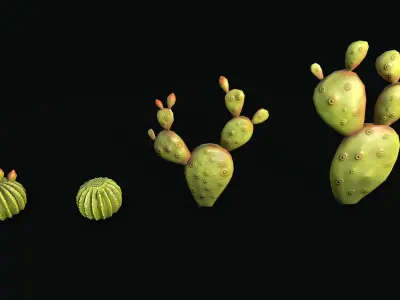 Stylized cactus large low poly Low-poly 3D model Low-poly 3D model