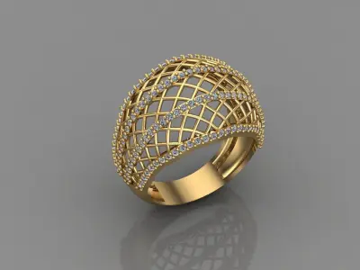 STL 3DM Print Ready Women Diamond Ring Lightweight Printable  3D print model 83