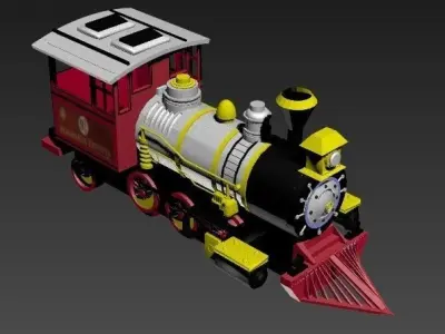 train steam locomotive Low-poly 3D model