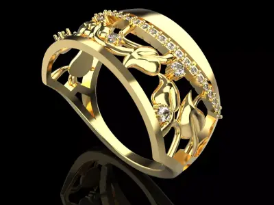 beautiful ring with leaves 3D print model