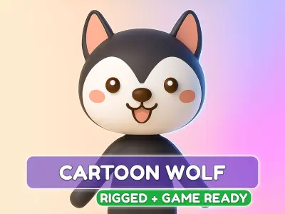 Cartoon Wolf character 3d  Low-poly 3D model