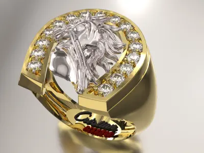 ANILLO HERRADURA CABALLO-HORSE RING-HORSESHOE-ANH-HORSE-01  3D print model