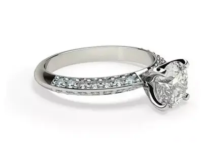 Engagement ring  round stone  3D print model