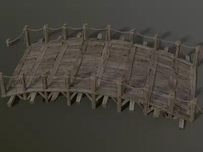 Bridge wooden 02 Low-poly 3D model