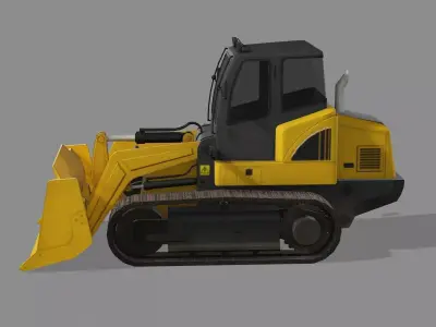 Small Bulldozer Wheel Loader Rigged 3D Model Low-poly 3D model